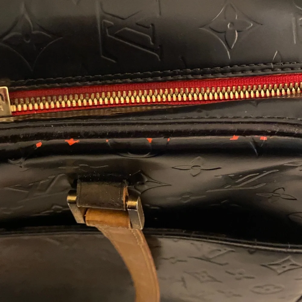 Louis Vuitton Black Monogram Embossed Laptop Bag with Tan Handles - Picture 8 of 12